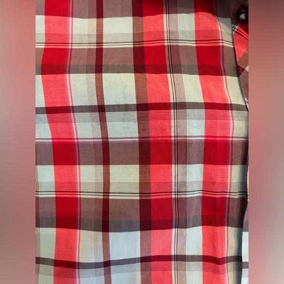 7 Diamonds Plaid Button Up in Teal and Red - Picture 6 of 7